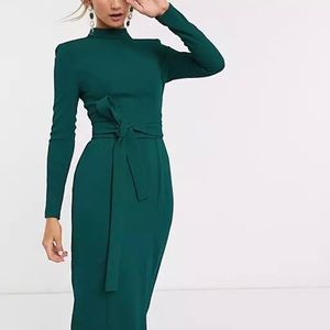 ASOS long sleeve midi dress with obi belt